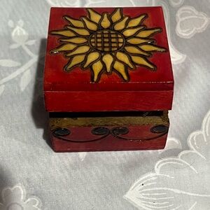 Handcrafted Polish Art Red Sunflower Trinket Box